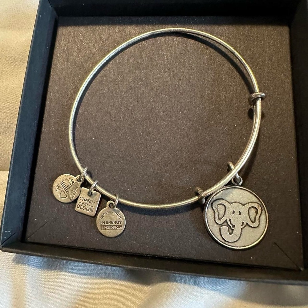 Alex and Ani Expandable Lucky Elephant Silver Wire Bangle bracelet